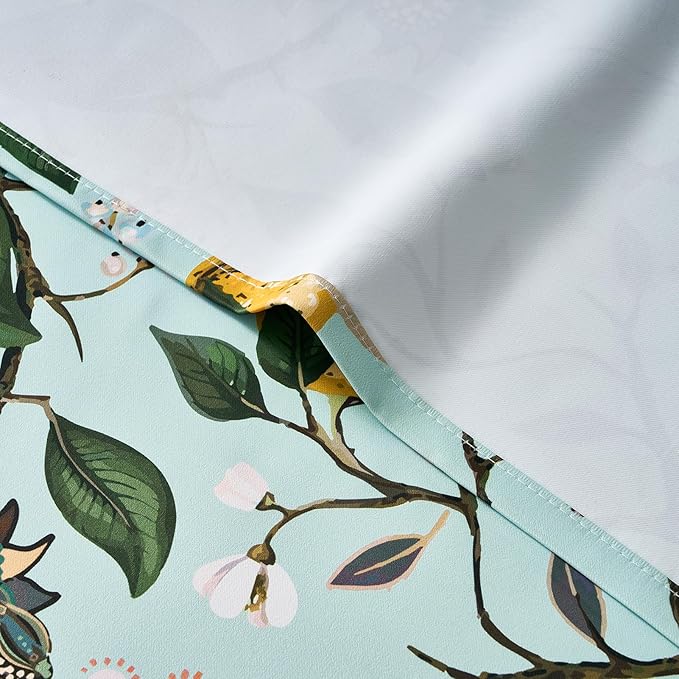 Topfinel 96 Inches Long Floral Curtains Unique Cottagecore Whimsical Vintage Pretty Fun Floral Hummingbird Patterned Double Sided Grommet Green Print Drapes Two Pages for Bedroom Living Room Dining