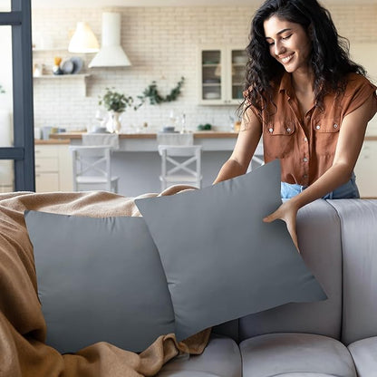 Utopia Bedding 22x22 Pillow Inserts, Set of 2, Grey – Indoor Decorative Throw Pillows for Bed, Sofa & Couch – Soft, Supportive & Fluffy Cushion Inserts