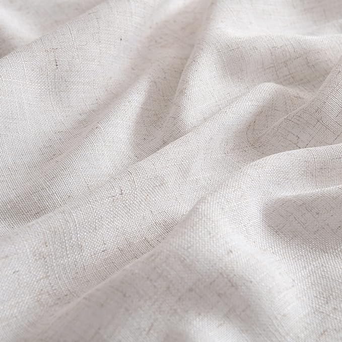 MIULEE White Linen Curtains 90 Inch Long 2 Panels Set for Bedroom Living Room, Soft Thick Linen Textured Window Drapes Semi Sheer Light Filtering Rod Pocket Back Tab Burlap Look Farmhouse Decor