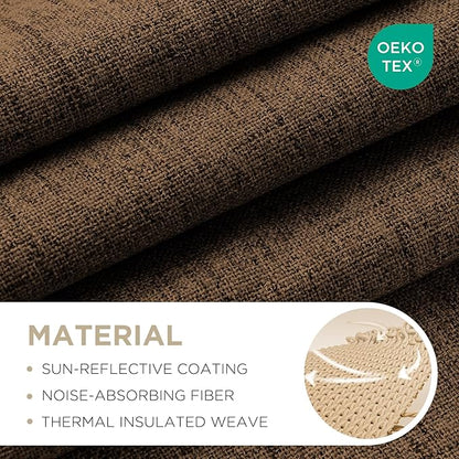 Joydeco Blackout Curtains for Bedroom - 100% Light Blocking 2 Panels Cappuccino Drapes 42" W x 90" L, Thermal Insulated Room Darkening Curtains, Linen Textured for Living Room, Rod Pocket & Back Tabs