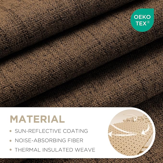 Joydeco Blackout Curtains for Bedroom - 90 Inch Long 100% Light Blocking 2 Panels Cappuccino Drapes, Thermal Insulated Room Darkening Curtains, Linen Textured for Living Room, Rod Pocket & Back Tabs
