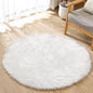 ORINOVA White Small Circle Fluffy Rugs for Bedroom Washable Faux Sheepskin Shaggy Fur Area Rugs for Living Room Round Rug 4ft Nursery Rug