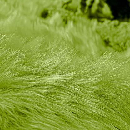 Goolela Fluffy Sheepskin Green Rugs 4x6 for Bedroom Shag Soft Faux Fur Rug Furry Bedside Rug Shaggy Fuzzy Carpet Playroom Washable Sheepskin