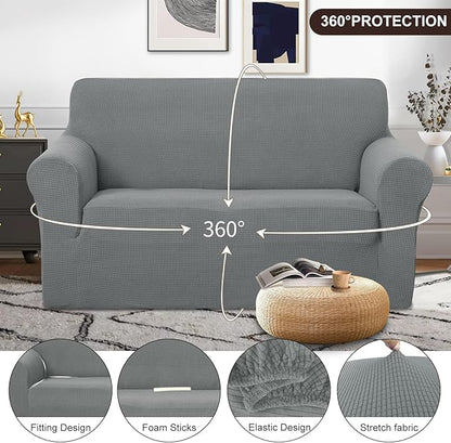 U-NICE HOME Loveseat Cover Stretch Couch Cover Sofa Cover Sofa Slipcover Furniture Protector for 3 Cushion Couch Sofa Pet Friendly(Loveseat, Grey)