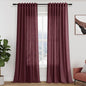 Nanspring Burgundy Linen Curtains Semi Sheer 96 Inches Long 2 Panels Set for Living Room Back Tab Rod Pocket Light Filtering Drape for Bedroom Modern Farmhouse Coastal Decor Protect Privacy 52x96