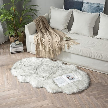 MIULEE Luxury Super Soft Fluffy Area Rug Faux Fur Sheepskin Rug Decorative Plush Shaggy Carpet for Bedside Sofa Floor Nursery 3 x 5 Feet, Gradient Grey