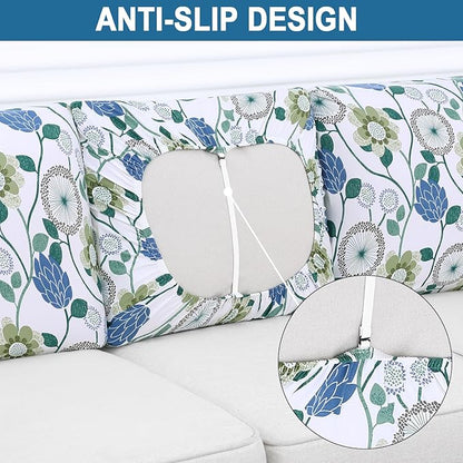 Smiry Printed Couch Cushion Covers, Stretch Soft Couch Covers for Sofa, Washable Non-Slip Sofa Slipcover Furniture Protector for Indoor and Outdoor (Backrest L, Light Green)