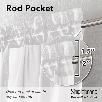 Simplebrand Rod Pocket Top Solid Voile Sheer Curtains for Bedroom, 54 Inch Length Drapes Set of 2, Lightweight and Light Filtering Elegant White Curtains Panels Window Treatment, 42W×54L, White