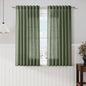 Olive Green Linen Curtains 60 Inch Length 2 Panel Set Back Tab Rod Pocket Semi Sheer Light Filtering Short Curtain Farmhosue Country Style Bay Window for Living Room Bedroom 52x60