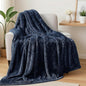 Exclusivo Mezcla Plush Fuzzy Fleece Throw Blanket Extra Large, Super Soft, Fluffy and Warm Blankets for Couch, Bed, All Season (Navy Blue, 50x70 inches)