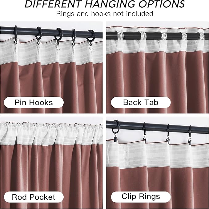 RYB HOME Dusty Pink Velvet Curtains 96 inch, Darkening Window Curtains for Living Room Energy Efficient Backdrop Festival Decor for Girls Bedroom Dining Room, Wild Rose, W52 x L96 inch, 2 Panels
