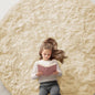 OLANLY Cream Round Rugs for Bedroom - Machine Washable, 7 ft Circle Area Rugs for Living Room, Soft and Fluffy Shaggy Carpet for Teen Girl and Boys, Nursery Rooms, Dorms, Home Decor Aesthetic