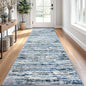 Lansny Modern Abstract Runner Rug 2.6x10, Grey Blue White Washable Long Kitchen Runner Non-Slip Soft Hallway Rug Runner Thin Print Faux Wool Carpet for Entryway Bedroom Laundry Room Indoor Home Decor