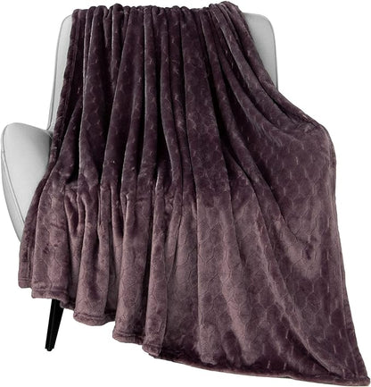 TOONOW Fleece Blanket Textured Fuzzy Plush Throw Blanket Twin Size 60" x 80", Super Soft Fluffy Bed Blanket Geometric Pattern Comfy Microfiber Flannel Blankets for Couch, Bed, Sofa, Purple