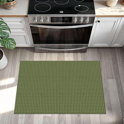 KOZYFLY Indoor Door Mat 2x3 ft Small Area Rugs Washable Front Door Mat Non Slip Rubber Backed Entryway Rug Cotton Entrance Doormat for Front Porch Bathroom Kitchen Bedroom, Bright Green/Earthy Green