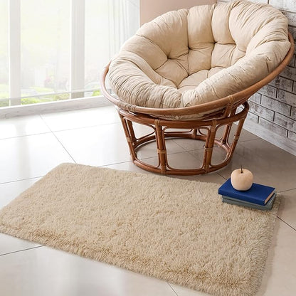 Chicrug Soft Runner Rug for Bedroom Living Room Plush Fluffy Rug 2x4 Feet, Shag Furry Runner Rug Carpet Non Shedding for Nursery Children Kids Girls Room Home Decorative, Camel