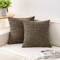 Pack of 2 Corduroy Decorative Throw Pillow Covers 16x16 Inch Soft Striped Pillow Covers Modern Farmhouse Home Decor for Sofa Living Room Couch Bed（Green）