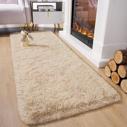 Chicrug Soft Runner Rugs for Bedroom Living Room Plush Fluffy Rug 2x7 Feet, Shag Furry Area Rug Carpet Non Shedding for Nursery Children Kids Girls Room Home Decorative, Camel
