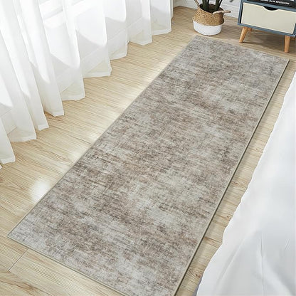 2'6''x8' Runner Rugs Washable Rug: Modern Abstract Living Room Rug Soft Anti-Skid Thin Carpet Indoor Floor Non-Shedding Carpets for Bedroom Dining Room Farmhouse Nursery Home Office Brown Black