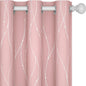 Deconovo Pink Blackout Curtains for Bedroom, Thermal Insulated Soundproof Pravicy Curtain, Silver Wave Dots Print, 42 x 84 Inch Long, Machine Washable Window Panels for Kids Room Nursery, Set of 2