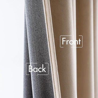 MIULEE Velvet Curtains 63 inch Length 2 Panels - Luxury Blackout Curtains for Bedroom Living Room Thermal Insulated Super Soft Window Drapes Rod Pocket & Back Tab, Camel Beige, W52 x L63 inches