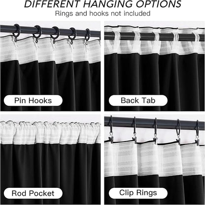 RYB HOME Black Velvet Curtains 84 inch, Blackout Window Curtains with Pleat Tape on Top for Bedroom Thermal Insulated Privacy Room Darkening Drapes for Living Room, W52 x L84 inch, 2 Panels
