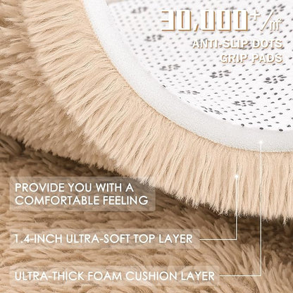 OLANLY 2x7 Machine Washable Runner Rugs for Hallway, Soft Fluffy Shaggy Bedside Rugs for Bedroom, Living Room, Indoor Floor Carpet for Kids Girls and Boys, Nursery Rooms, Home Decor Aesthetic, Beige