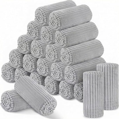 Buryeah 24 Pcs Flannel Throw Blanket Bulk 50 x 60 in Sleepover Blanket Outdoor Wedding Throw Lightweight, Oeko-tex Standard 100 Certified for Sofa Homeless Gifts (Light Gray)