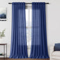 Nanspring Classic Blue Linen Curtains 108 Inches Long for Living Room Bedroom 2 Panels Set Extra Long Back Tab Curtain Light Filtering Sheer Drapes Floor to Ceiling Curtain for Large Windows 52x108