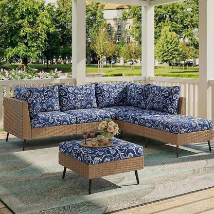 hyha Printed Couch Cushion Covers, Floral Sofa Covers Washable for 2 Cushion Couch, Stretch Pattern Outdoor Cushion Covers for Patio Furniture with Elastic Bottom(2 Packs, Baroque)