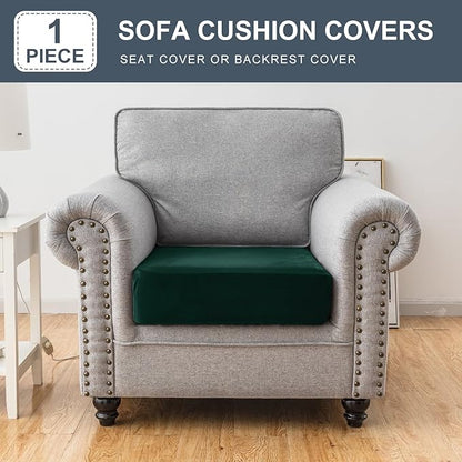Couch Cover Stretch Velvet Sofa Cushion Cover 1-Piece - Elastic Washable Slipcover for Seat or Backrest, Couch Seat Covers for Sofas (Christmas Green)