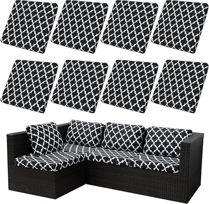 8Pcs Stretch Patio Cushion Covers,Outdoor Couch Covers Replacement,Outdoor Couch & Sofa Slipcovers,for Patio Furniture Cushion Covers,Washable Reusable urniture Protector(Lingge Grey,8PCS)
