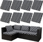 8Pcs Stretch Patio Cushion Covers,Outdoor Couch Covers Replacement,Outdoor Couch & Sofa Slipcovers,for Patio Furniture Cushion Covers,Washable Reusable urniture Protector(Lingge Grey,8PCS)