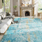 Ompaa Living Room Rug 8x10 Teal Blue Area Rugs Machine Washable Abstract Boho Large Rug Non-Slip Non-Shedding Faux Wool Indoor Vintage Carpet for Bedroom, Classroom, Dining Room, Kids Playroom