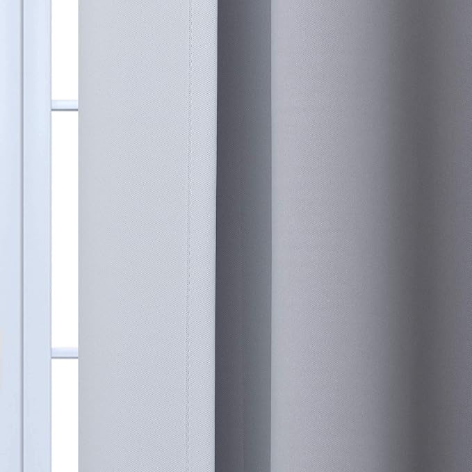 Yakamok Room Darkening Ombre Curtains 63 Inch Length, Black and Greyish White Thermal Insulated Gradient Color Curtains,Light Blocking Grommet Window Drapes for Bedroom,62 Inch Width,2 Panels