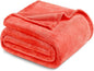 Exclusivo Mezcla Fleece Blanket Twin Size for Bed, Super Soft and Warm, All Season, Cozy, Plush, Lightweight, 90x66 Inches, Coral Orange