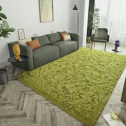 LOCHAS Ultra Soft Indoor Modern Area Rugs Fluffy Living Room Carpets for Children Bedroom Home Decor Nursery Rug 6x9 Feet, Green