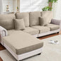 Couch Cover 8-Piece Elastic Velvet Couch Cushion Covers & Chaise Slipcovers for L-Shaped Sofas - Sofa Seat Covers Washable, Soft Protector for Couches (7 Seater + Chaise, Taupe)