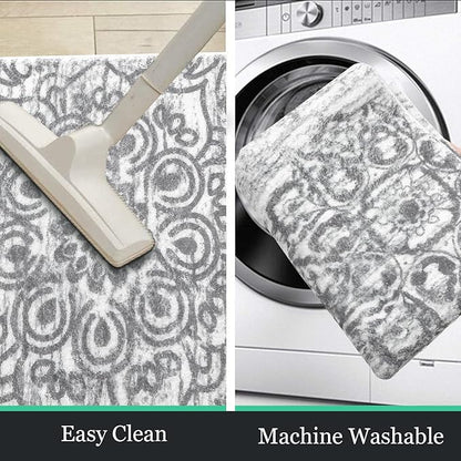 HEBE Hallway Runner Rug 2'x5' Washable Vintage Distressed Area Rugs Non Slip Laundry Rug Runner Boho Floor Carpet Runners for Hallways Entryway Laundry Room Kitchen Bathroom