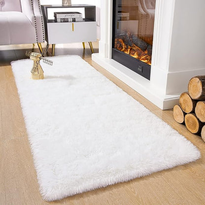 Chicrug Soft Runner Rug for Bedroom Living Room Plush Fluffy Rugs 2x6 Feet, Shag Furry Runner Rug Carpet Non Shedding for Nursery Children Kids Girls Room Home Decorative, Cream