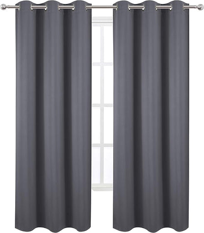 LEMOMO Grey Thermal Blackout Curtains/42 x 84 Inch/Set of 2 Panels Room Darkening Curtains for Bedroom