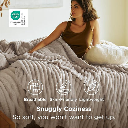 Bedsure GentleSoft Fleece Bed Blankets Full Size - Cozy Soft Blankets for Women, Cute Small Throws for Girls, Beige, 84x90 Inches
