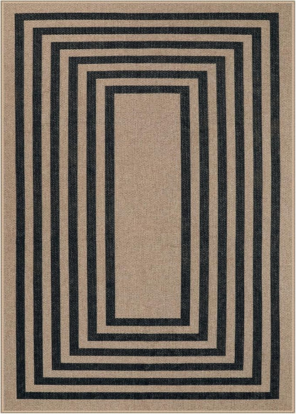 Lahome Enfys Modern Geometric Easy Jute Dining Room Rug, 5x7 Modern Rugs for Living Room Washable Kitchen Mat, Large Non Slip Farmhouse Indoor Outdoor Carpet for Bedroom Dorm RV