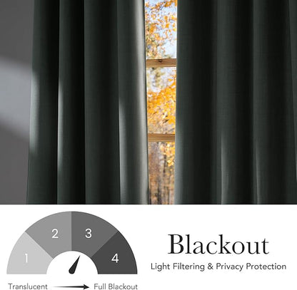 NICETOWN Faux Linen Sage Green Blackout Curtains 84 inches Long for Living Room - Privacy Panels for Bedroom, Modern Farmhouse Style Easy Care Grommet Top, 2 Panels, W52 by L84