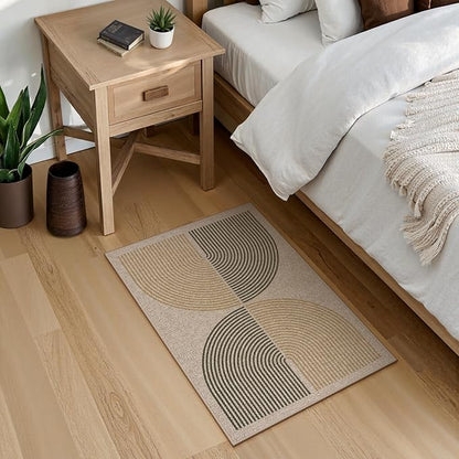 Lahome Enfys Rainbow Easy Jute Rug, 2x3 Entryway Rug Indoor Outdoor Front Door Mat, Farmhouse Neutral Non Slip Non Shedding Washable Kitchen Mats for Floor Foyer