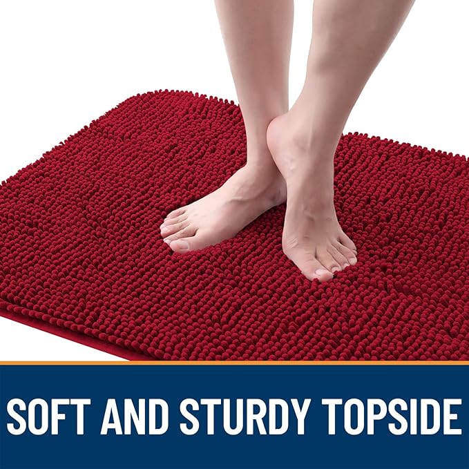 OLANLY Dog Door Mat for Muddy Paws 59x32, Absorbs Moisture and Dirt, Absorbent Non-Slip Washable Doormat, Quick Dry Chenille Mud Mat for Dogs, Entry Indoor Entryway Carpet for Inside Floor, Red