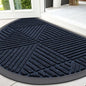 Smiry Half Circle Front Door Mat Outside Entrance, Heavy Duty Sturdy Natural Rubber Doormat, Trap Dirt and Moisture, Low Profile Mats for Indoor Outdoor Entry, Irregular Triangle (47x32, Navy Blue)