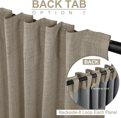 100% Blackout Shield Polyester Blackout Curtains for Bedroom 72 Inches Long, Back Tab/Rod Pocket Living Room Drapes, Thermal Insulated Blackout Curtains 2 Panels Set, 50" W x 72" L, Faux Polyester