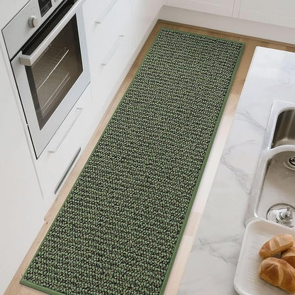 BEQHAUSE Kitchen Runner Rugs 32"x72", Non-Slip Kitchen Mats for Floor, Super Absorbent and Stain Resistant Kitchen Rug, Machine Washable Rugs for Kitchen, Hallway, Laundry & Sink, Green