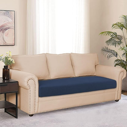 Water Repellent Sofa Seat Cushion Covers Stretch Furniture Protector Slip Covers for Settee Sofa Seat Cushion in Home Living Room (Large, Navy)